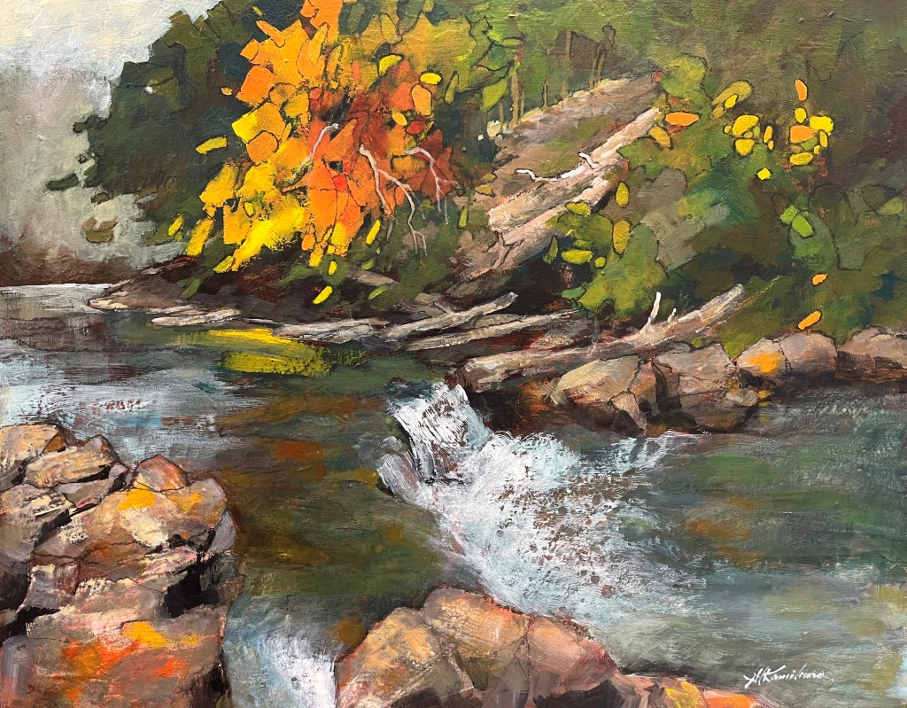 autumn scene with water fall