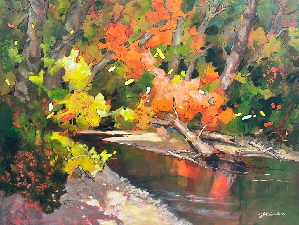 Secluded forest with a softly running creek.